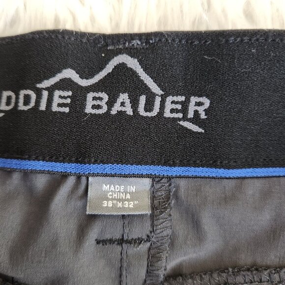 Eddie Bauer Water Resistant Hiking Pants Nylon Mens 36x32 (35x31") Gray Elastic - Picture 2 of 14